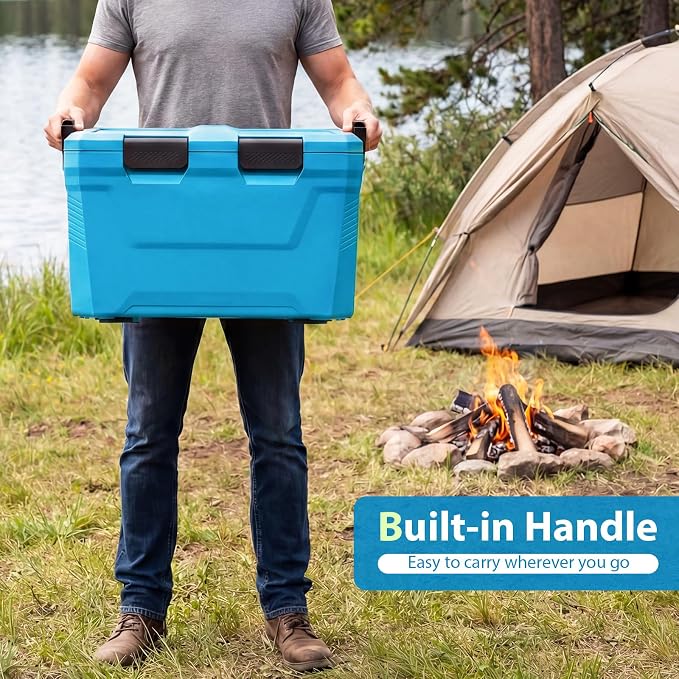 COSTWAY Insulated Portable Cooler, Hard Shell Ice Chest w/ 2 Cup Holders, Bottle Opener, Drain Plug, 3-Day Ice Retention, Outdoor Leak-Proof Dry Box for Beach, Camping, Fishing, Picnic