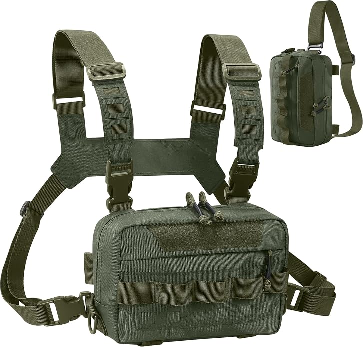 Outdoor Chest Bag for Men, Water-Resistant Fishing Chest Pack, Tactical Vest for Running, Cycling, Hiking