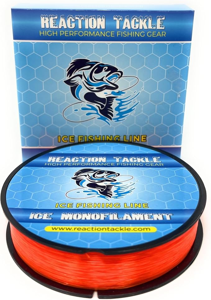 Reaction Tackle Ice Monofilament Fishing Line - High Performance Ice Fishing Line with Low Memory, High Abrasion Resistance, Freezing-Resistant - Strong and Sensitive 1000 Yard Spool Mono Line