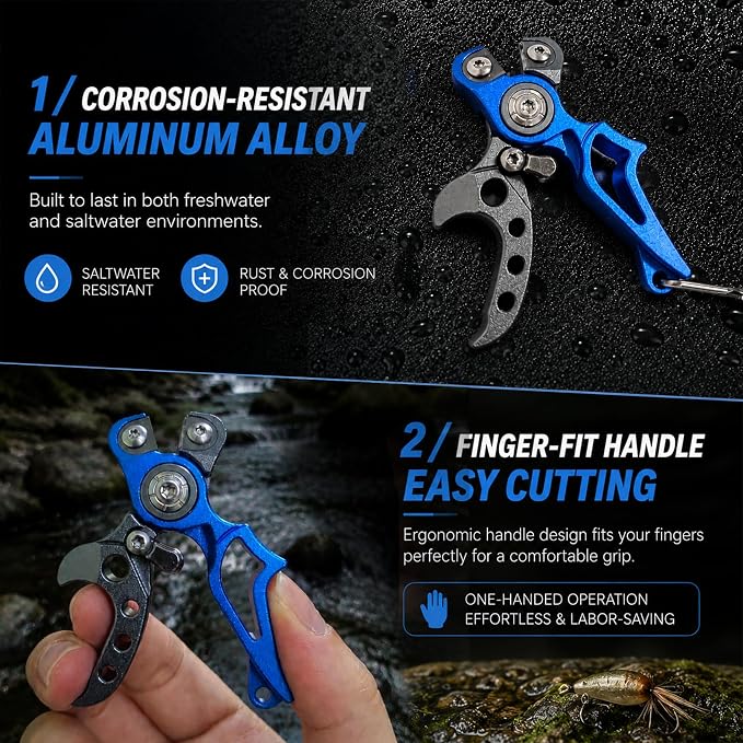 Eupheng Aluminum Mini Fishing Line Cutters with Retractor, Braided Line Cutter with Tungsten Carbide Blade, Inline Lightweight Fishing Nippers Clipper for Braided Line, Mono and Fluorocarbon