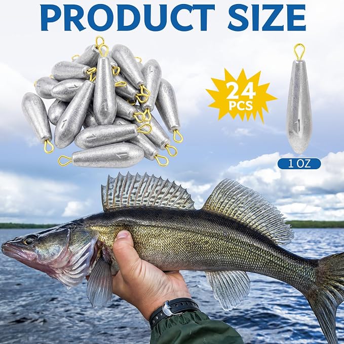 Landhoow Drop Shot Fishing Sinker Weights Kit Freshwater Catfishing Fishing Sinker Bass Casting Removable Line Saltwater Streamlined Snap Weight for Trolling Surf Tackle