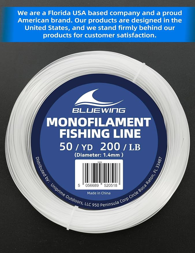 BLUEWING Monofilament Fishing Line Clear Mono Fish Wire Thin Diameter String 6-400 lbs, 50-3000 Yards