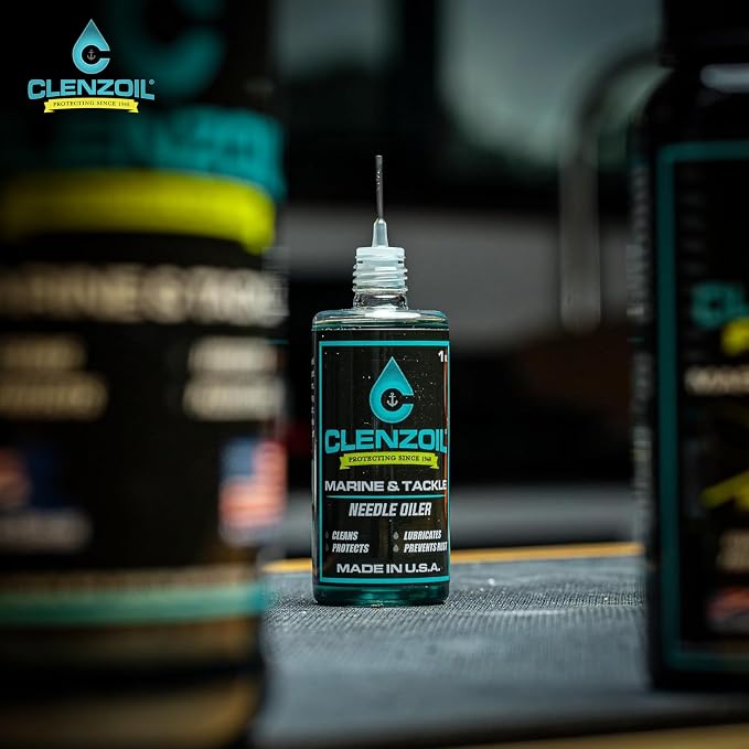CLENZOIL Marine & Tackle - Fishing Gear Oil Lubricant - for Fish Care Reels, Boat Motors, Downriggers & More - Easily Oils Applicator