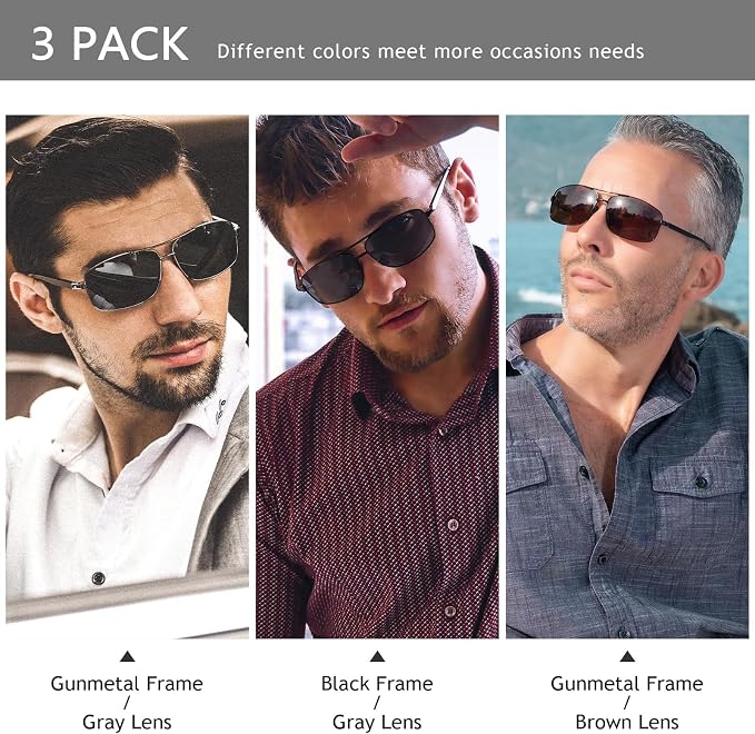 SUNGAIT Ultra Lightweight Rectangular Polarized Sunglasses Men UV400 Protection