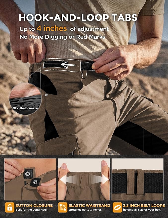 XKTTAC Men's Outdoor Quick Dry Lightweight Stretchy Shorts for Hiking, Tactical, Camping, Travel with 6 Pockets