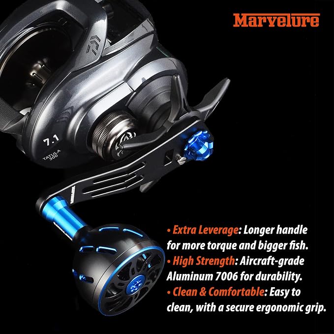 Power Handle 2.95'' (75 mm) Compatible for Shimano Curado Tranx, Daiwa Lexa, Penn Fathom Squall Low Profile, Okuma Komodo, Quantum Accurist Baitcasting Reels