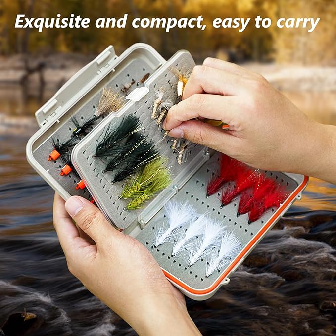 QualyQualy Fly Fishing Box, Fly Box Flies Case Jig Organizer Transparent Fly Fishing Tackle Box, Super Slim Flies Streamer Storage