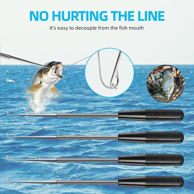 Fish Hook Remover Tool,Fishing Hook Quick Removal Device,Fishing Gear Security Extractor Equipment Kits for Adult,Hook Extractor Accessories Tools with Storage Tube,4Pcs