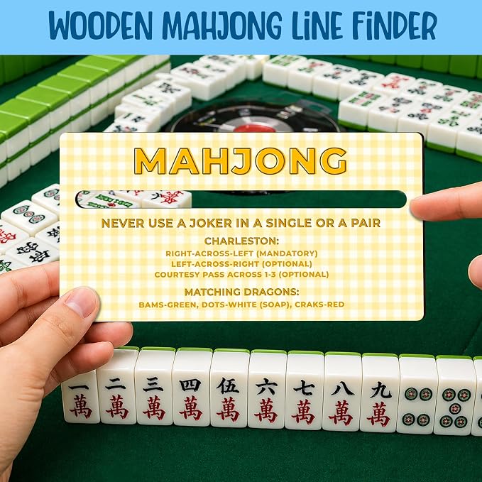 4 Pack Mahjong Line Reader with Rules, Wooden 2026 Mahjong Line Finder, Instructions for Beginners, Mah Jongg Accessories, Mah Jongg Gifts for Women