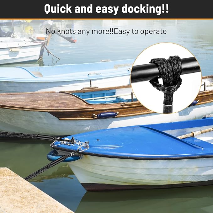 4-5.5ft, Bungee Dock Line with Stainless Steel Clip Safe Boat Rope Mooring String with Foam Float for Pontoon, Boat Accessories, Sea Doo,2 Pack (Black)
