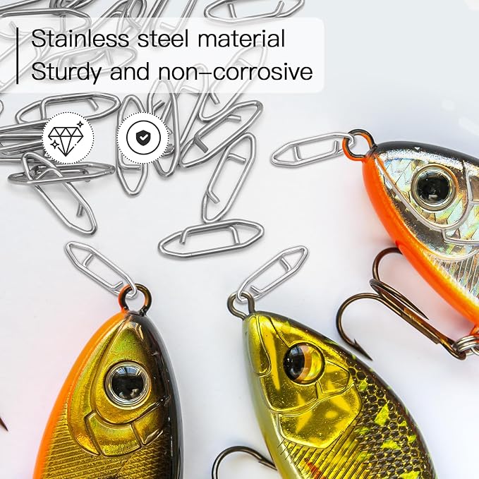 50Pcs Fishing Power Clips, Large High Strength Speed Snap Stainless Quick Change Clips Fast Fishing Lure Snap, Freshwater Saltwater Crankbait Clips Connector Tackle
