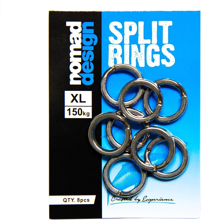 Nomad Design Heavy Duty Split Rings - Snap Ring, Split Ring, Lure Connector Fishing Pliers for Jigging Trolling and Saltwater Freshwater