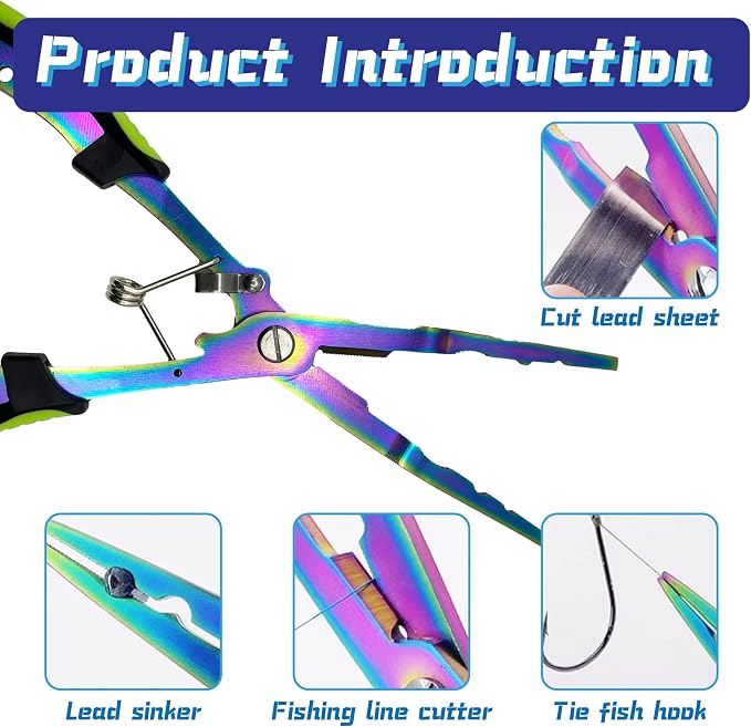 Fishing Pliers Kit with Lanyard - Needle Nose Pliers, Hook Remover & Line Cutter - Multitool for Saltwater Freshwater Fly Fishing, Ice Fishing - Fishing Gear Gift for Men