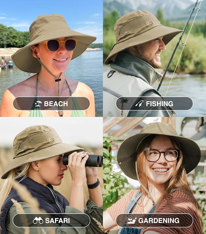 GearTOP Safari Hat for Men Sun Hats for Women UV Protection UPF 50+ Fishing, Gardening, Hiking Hat (22-23 1/2")