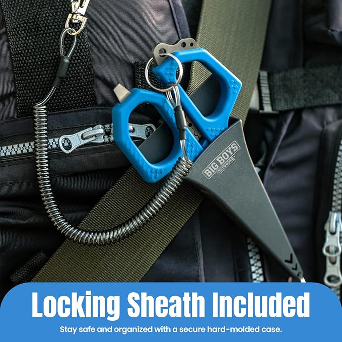 Fishing Shears with Serrated Blades and Blue Grip – Multi-Function Shears for Cutting Line, Crimping, Scaling, Outdoor Tackle Use