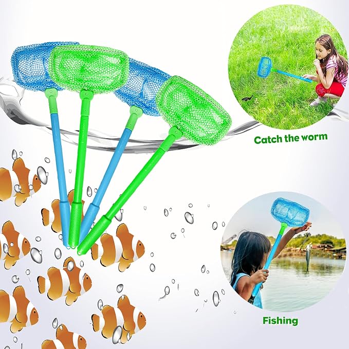 Fishing Net, TSYAN Bug Net Catching Crab Insect Nets Beach Toys Floating Bait Butterflies Colorful Nets for Kids Outdoor Playing 16 inches