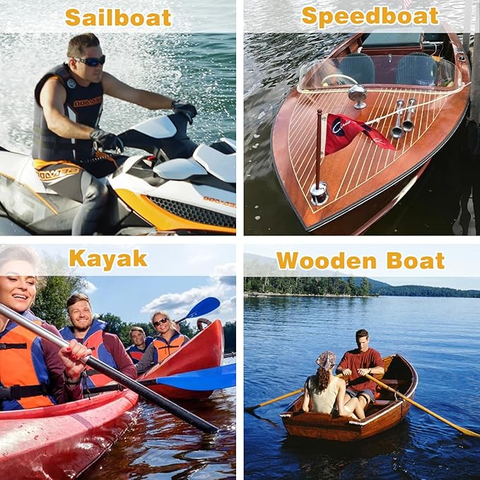 JaunniQir Bungee Dock Lines for Boats 4.3 Feet, 2 Pack Dock Lines with 316 Stainless Clips for PWC, Jet Ski, Kayak, Watercraft, Pontoon, Shock Absorbing Tie Off Downs Boat Mooring Ropes Accessories