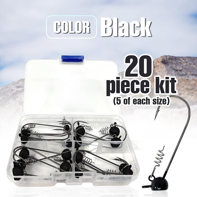 Reaction Tackle Stand-Up Shaky Head Jigs- for Bass Fishing with Size Stamped on Jig Heads (10-Pack)