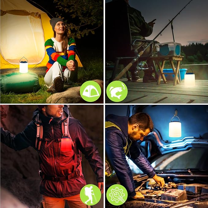 BOBKID LED Camping Lantern, Rechargeable Camping Light, 4 Modes Outdoor Flashlights Lanterns with 1000LM, Water Resistant Portable Emergency Camp Light for Hurricane Hiking Survival Kits - Blue