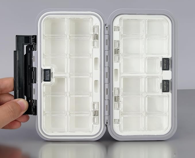 Fishing Tackle Box Bait Storage Case Hard Tackle Case Portable Hooks Lure Baits Storage Swivels Jigs Hooks Sinker for Vest Casting Fly Fishing (Orange Waterproof/1pcs)