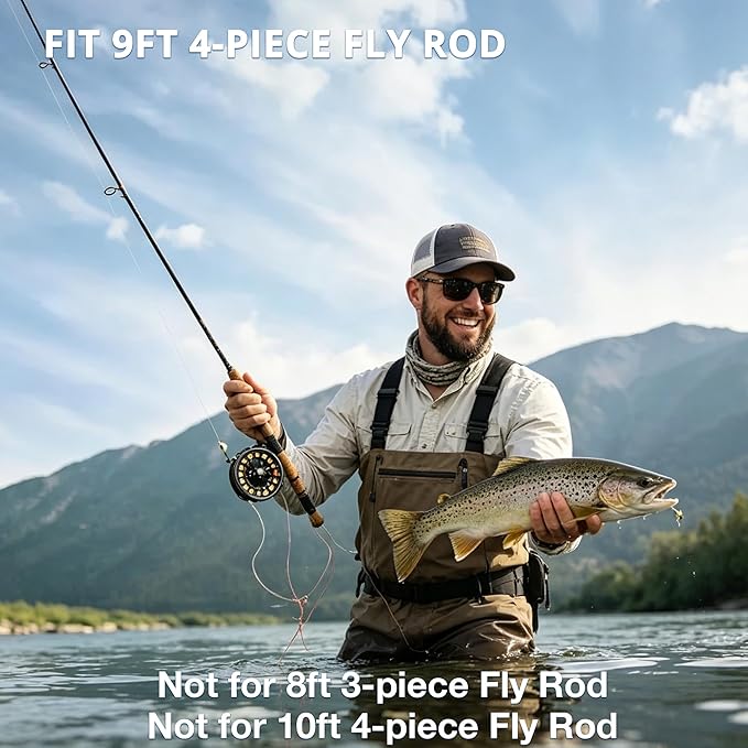 PEKREWS Fly Rod Case, 30.5" Fishing Rod Bag Fit 9' 4-Piece Fly Rod and Reel with 2 Side Pockets, Padded Reel Pouch, Shoulder Strap, Portable Travel Fly Rod Tube, Fishing Pole Holder For Angler, Grey