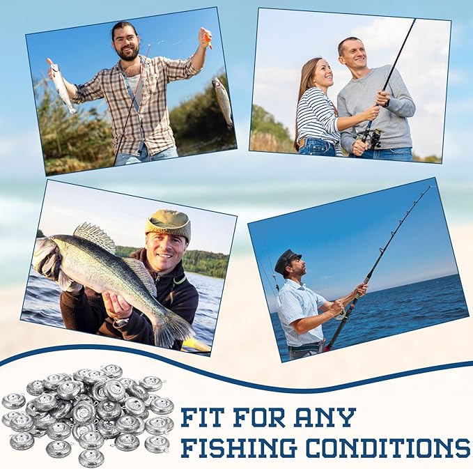 36 Pieces Fishing Disc Sinkers Weights Disc Sinker Fishing Sinkers Weights for Saltwater Catfishing Trolling Surf Tackle