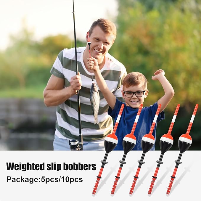 SILANON Wood Slip Bobbers Fishing Floats and Bobbers Spring Oval Stick Slip Floats for Crappie Catfish Trout Panfish Walleyes Fishing 5/10pcs