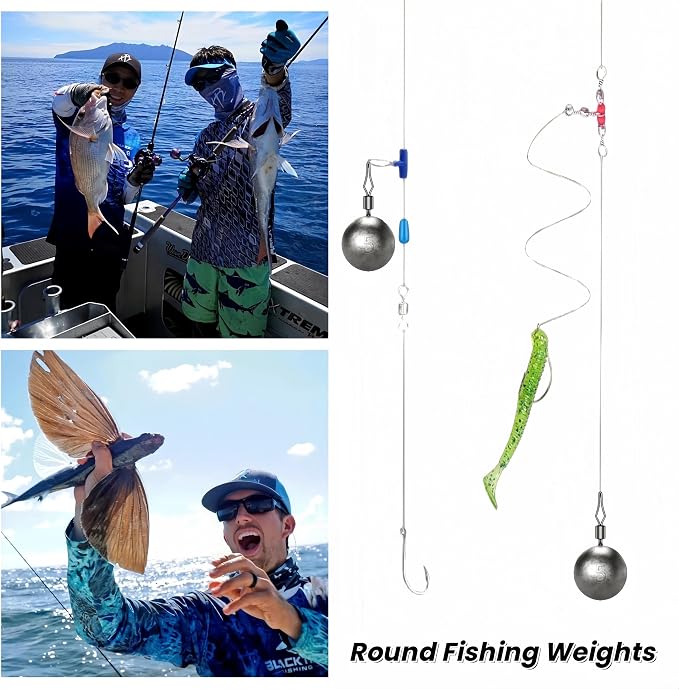 50Pcs Round Fishing Weights Sinkers Ball Fishing Weights Casting Drop Shot Sinkers Catfishing Sinkers Lead Weights Sinkers with Barrel Swivels for Saltwater Freshwater Fishing-(3.5-10g)