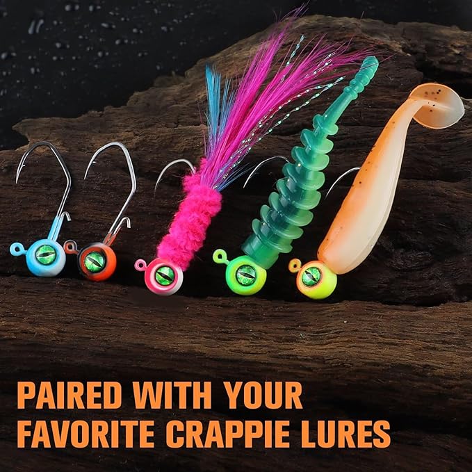 Dovesun Crappie Jig Heads for Fishing Underspin Jig Heads for Crappie Walleye Bluegill Ice Fishing 20pcs/25pcs 1/32oz, 1/16oz, 1/8oz