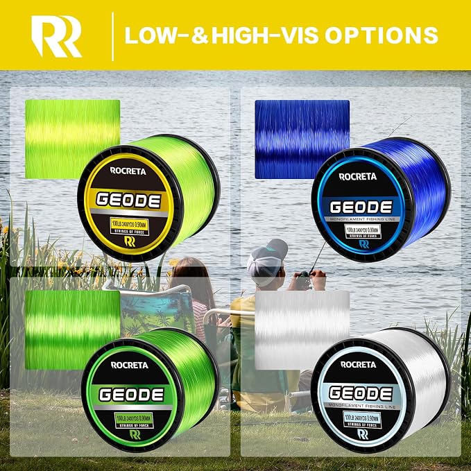 Geode Monofilament Fishing Line - Premium Resistant Nylon Mono Fishing Line 3-100lb - Superior Freshwater & Saltwater Mono Leader Materials 500/1200/2400yds