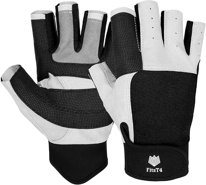 FitsT4 Sports Sailing Gloves 3/4 Finger and Grip Great for Sailing, Yachting, Paddling, Kayaking, Fishing, Dinghying Water Sports for Men and Women