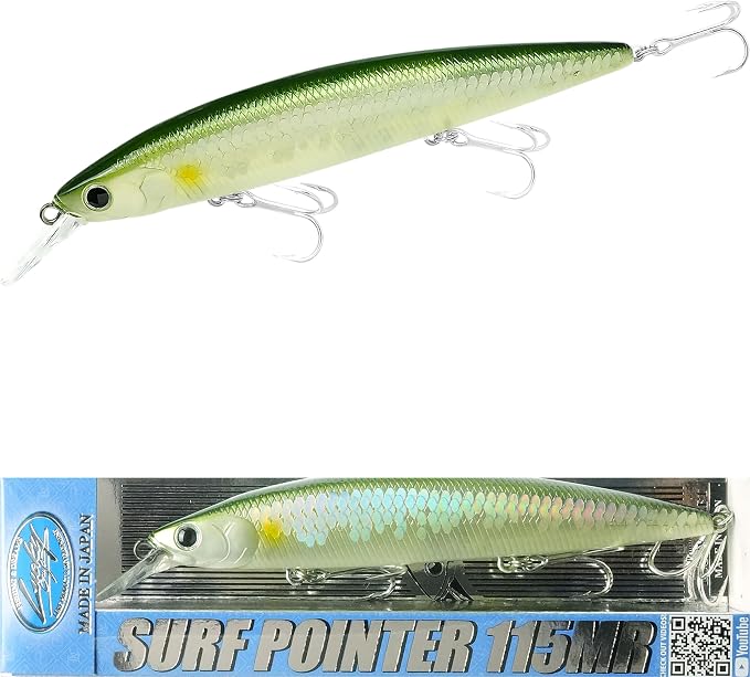 LUCKY CRAFT Surf Pointer 115MR Saltwater Fishing Lures for Halibut and Stripped Bass, Long Casting Jerkbait, Sinking Surf Fishing Gear, Fish Accessories for Tackle Box