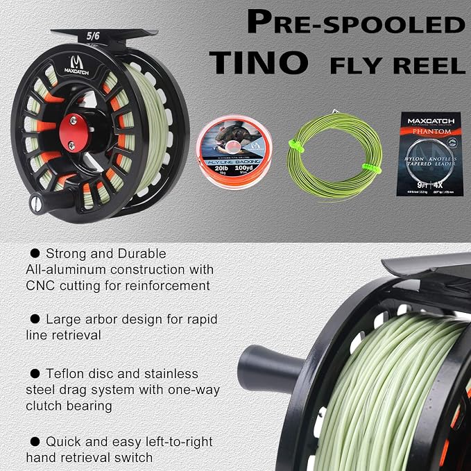 Maxcatch Amigo Fly Fishing Rod and Reel Combo 9FT 4-Piece 4/5/6/7/8 Weight Complete Fishing Outfit