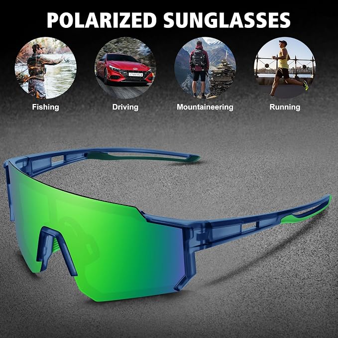 STORYCOAST Polarized Sports Sunglasses for Men Women,Driving Fishing Cycling Mountain Bike Sunglasses UV400 Protection