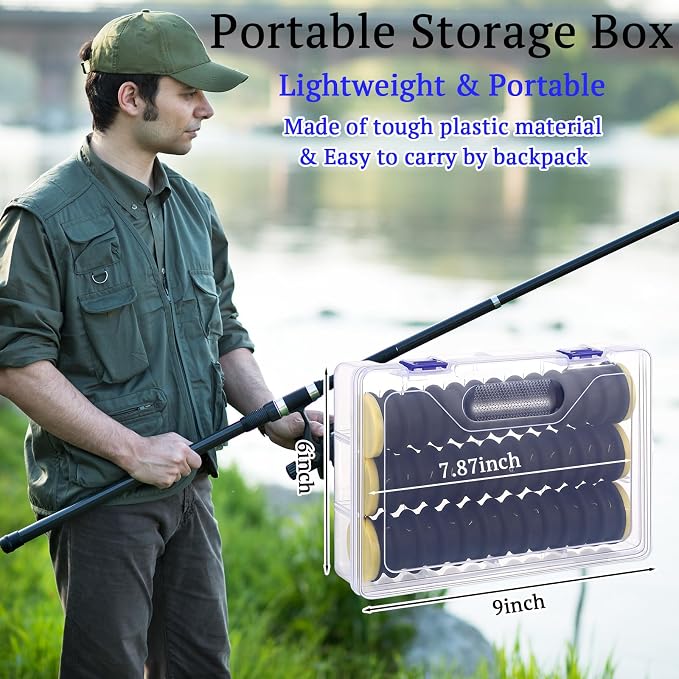 6 Pcs Fishing Leader Holder 6 Pack with Storage Box 72 Slot Snell Hook Organizer Anti-Tangle Rig Keeper for Walleye Catfish Bass Trout