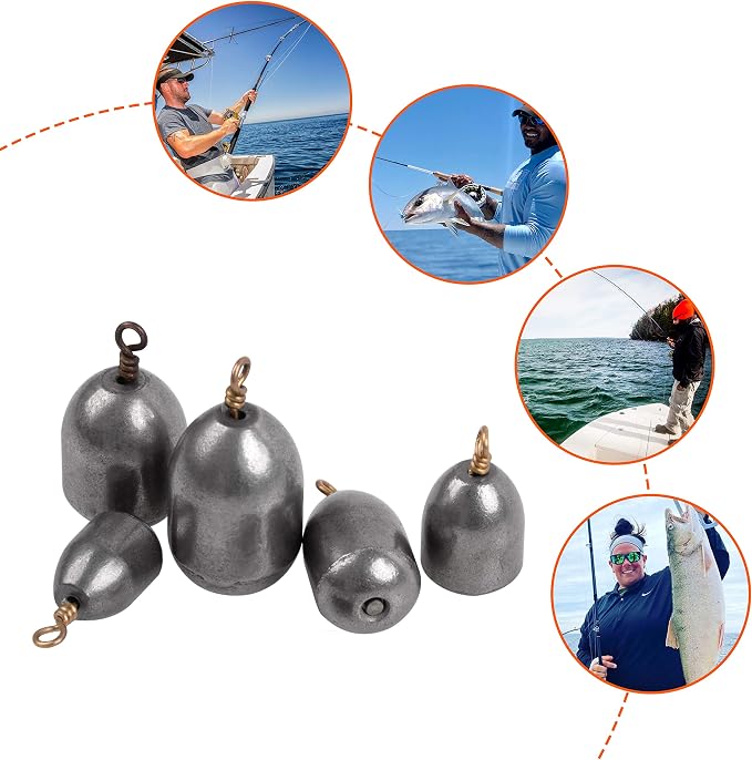 Iron Fishing Weights Sinkers, 20pcs Bass Casting Sinker Weights with Ring Drop Fishing Sinker and Weights for Saltwater Surf Sea Fishing