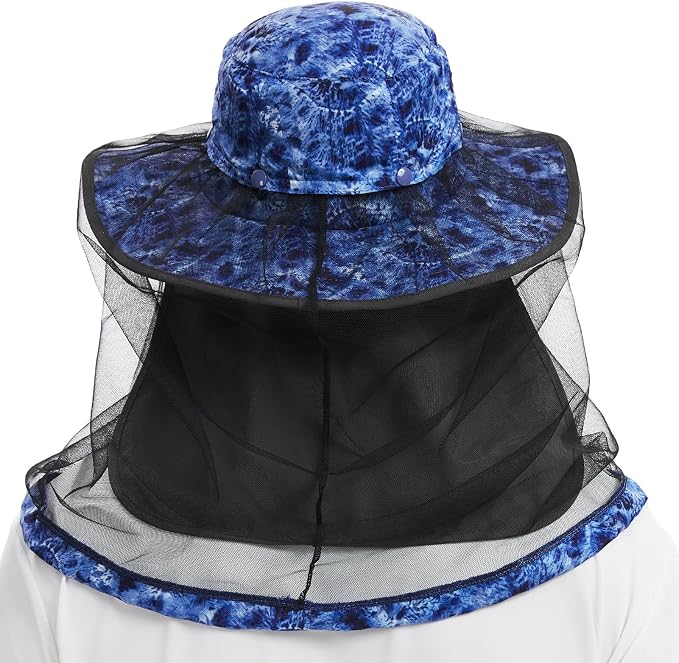 BASSDASH UPF 50+ Mosquito Sun Hat with Hidden Head Net and Neck Flap for Men Women Outdoor Fishing Hiking Camping