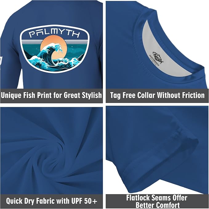Palmyth Fishing Shirts for Men Long Sleeve UPF 50+ T Shirt Sun Protection Tee