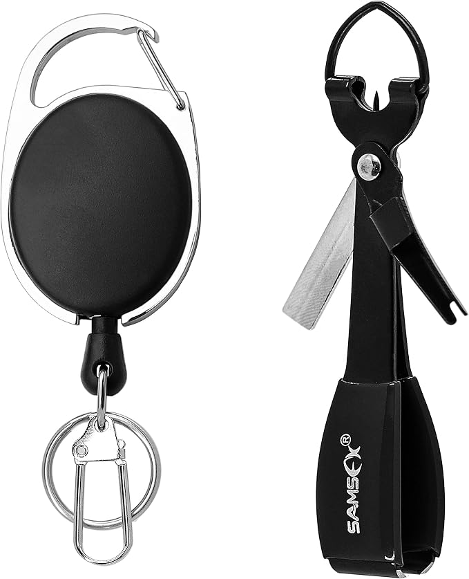 SAMSFX Fishing Knot Tying Tool, Multifunctional Fly Fishing Nippers with Retractor, Fishing Line Knot Tyer, Fast Tie Nail Knots, Tackle Box Accessory