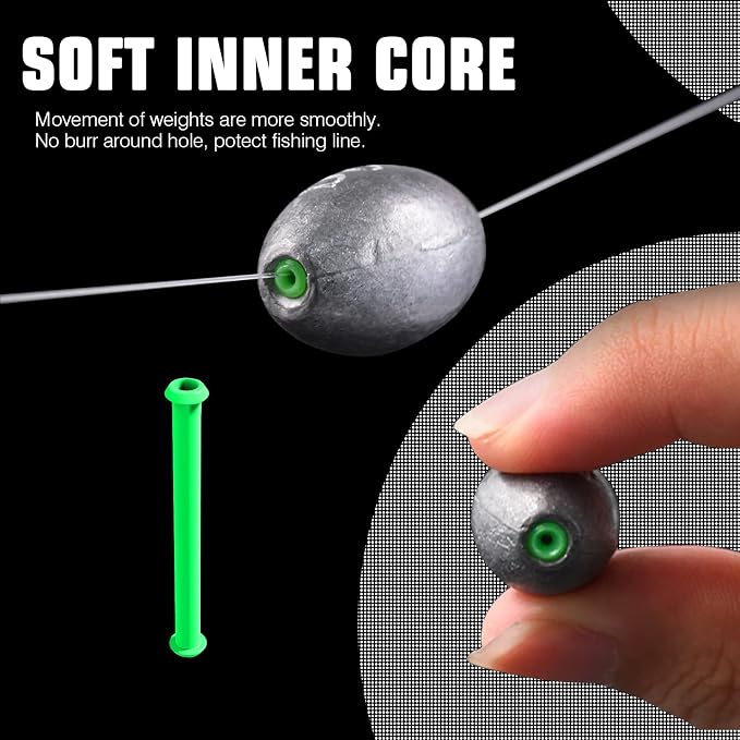 AMYSPORTS Egg Lead Fishing Weights Kit Drop Bass Weights Sinker Tackle Saltwater Casting Fishing Sinkers Set Oval Freshwater