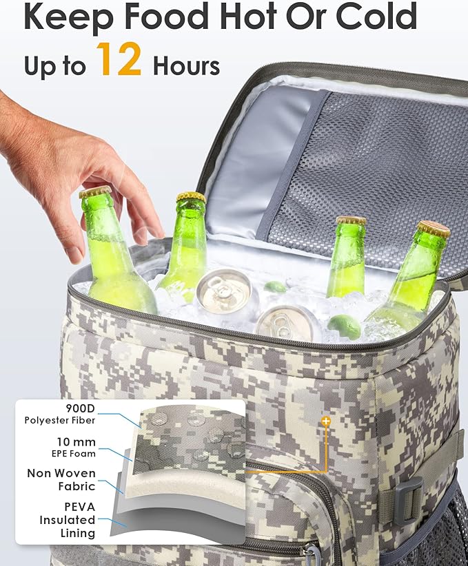 TACTICISM Tactical Cooler Backpack Insulated Leak-Proof - 24L Heavy Duty Lunch Backpack for Men Women Adults, Soft Ice Chest Backpack as Gift Work Hiking Camping Fishing Accessories