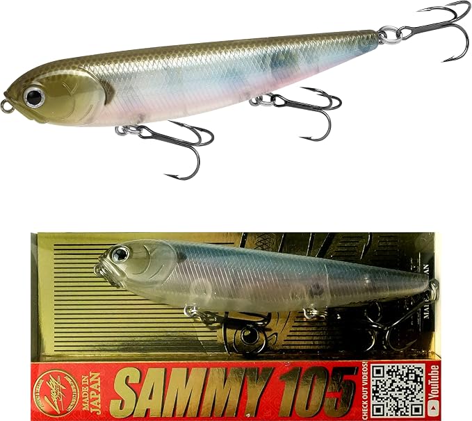 LUCKY CRAFT Sammy 105 Topwater Fishing Lures, 3 Hook, 4-1/8" Floating Freshwater Trout and Bass Lures, Walk-the-Dog Tournament Bait, Bass Fishing Gear and Tackle Box Accessories