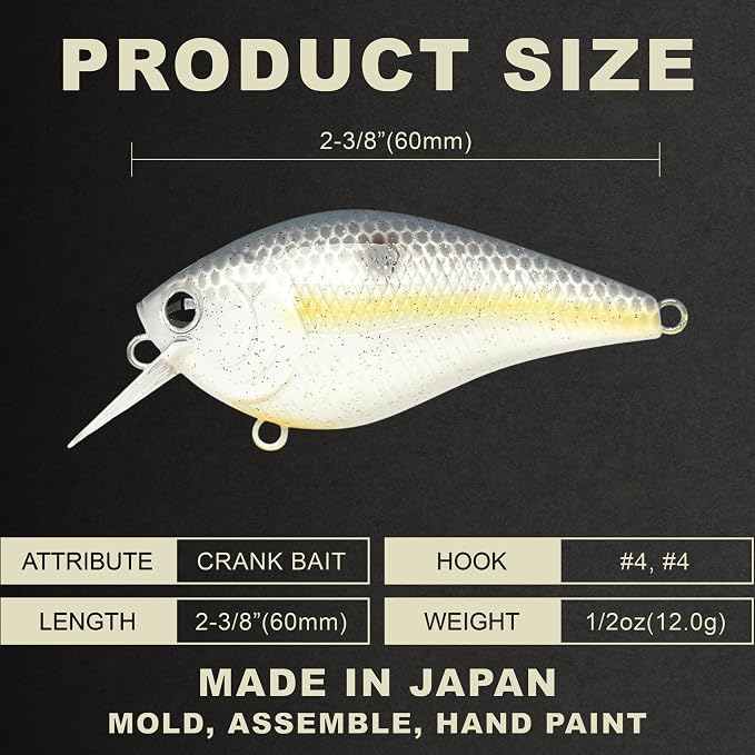 LUCKY CRAFT LC 1.5 Silent Squarebill Crankbait Fishing Lure, 2-3/8", Bass Fishing Lures for Freshwater, Hard Crankbait with Treble Fishing Hooks, Fishing Accessories
