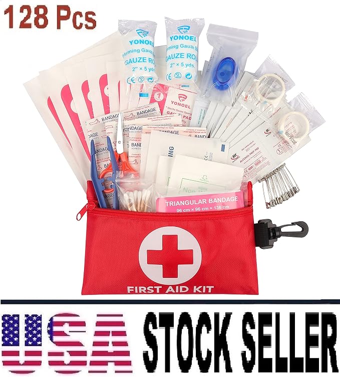 Galaxylense 128 Pcs First Aid Kits Small for Survival Emergency Trauma Military Tactical Medical School Office Home Hunting Camping Hiking Traveling Fishing IFAK EMT Bag (One Pack)