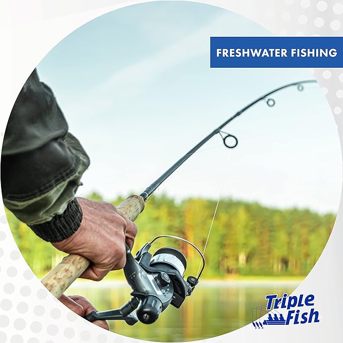 Triple Fish Monofilament Fishing Line - Strong Clear Pink Camo Color for Trolling, Bottom Fishing, Casting Main Line Catfish, Bass