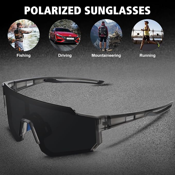 STORYCOAST Polarized Sports Sunglasses for Men Women,Driving Fishing Cycling Mountain Bike Sunglasses UV400 Protection