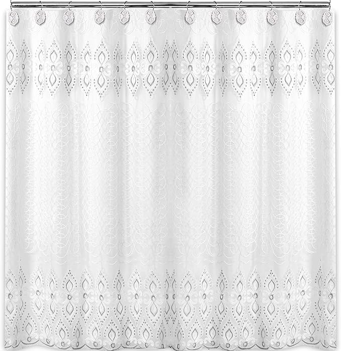 Zahari Home Monaco Bathroom Shower Curtain Set - 13pc Classic Luxury Contemporary Design with 12 Hooks