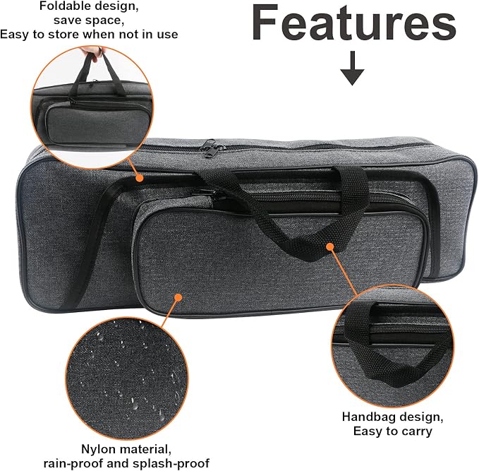 Hikary 43CM/17Inch Fishing Rod Case - Portable Folding Fishing Pole Tackle Storage Bag (gray)