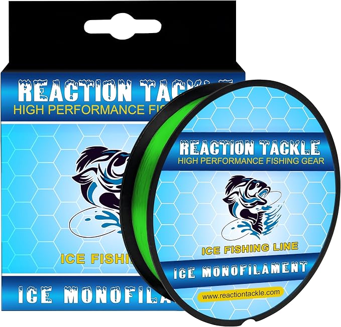 Reaction Tackle Ice Monofilament Fishing Line - High Performance Ice Fishing Line with Low Memory, High Abrasion Resistance, Freezing-Resistant - Strong and Sensitive 1000 Yard Spool Mono Line