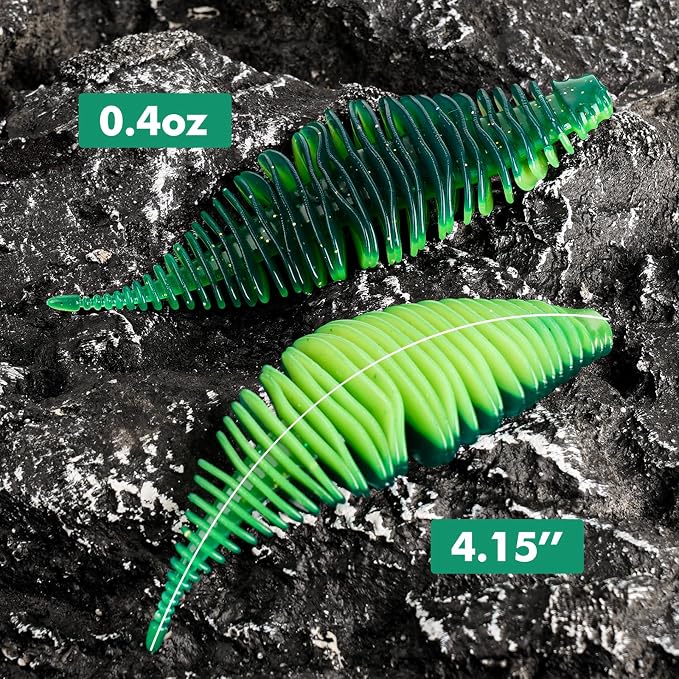 4.15'' Soft Swimbait Fishing Soft Plastic Lures 8pcs/24pcs Double-Color Lure for Bass Fishing Worms for Largemouth Bass